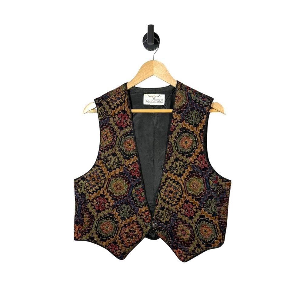 Longhorn Niver Western Wear Woven Tapestry Western Vest Boho Southwest